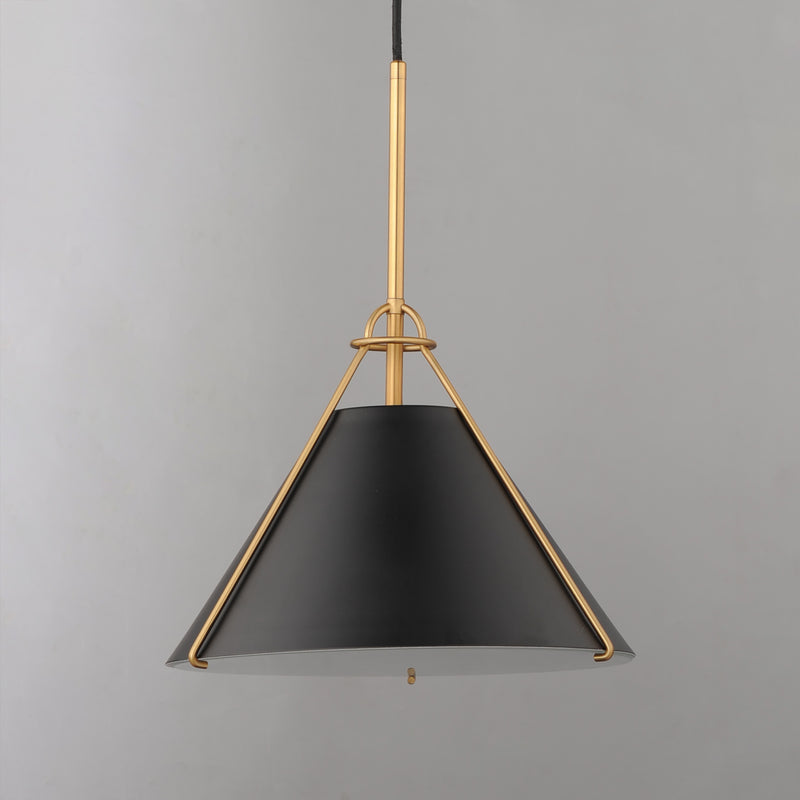 Maxim 25229BKNAB Lucas Single Pendant | Black / Natural Aged Brass