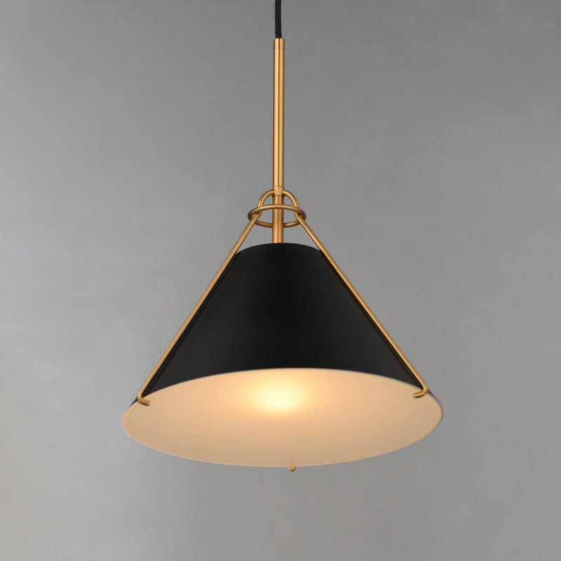 Maxim 25229BKNAB Lucas Single Pendant | Black / Natural Aged Brass