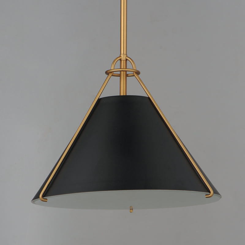 Maxim 25229BKNAB Lucas Single Pendant | Black / Natural Aged Brass