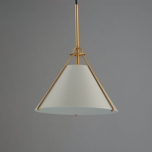Maxim 25229LFGNAB Lucas Single Pendant | Light French Gray / Natural Aged Brass