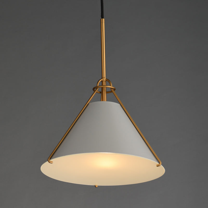 Maxim 25229LFGNAB Lucas Single Pendant | Light French Gray / Natural Aged Brass
