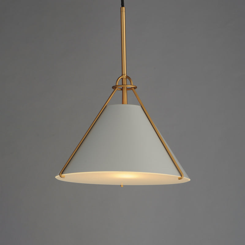 Maxim 25229LFGNAB Lucas Single Pendant | Light French Gray / Natural Aged Brass