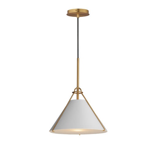Maxim 25229LFGNAB Lucas Single Pendant | Light French Gray / Natural Aged Brass