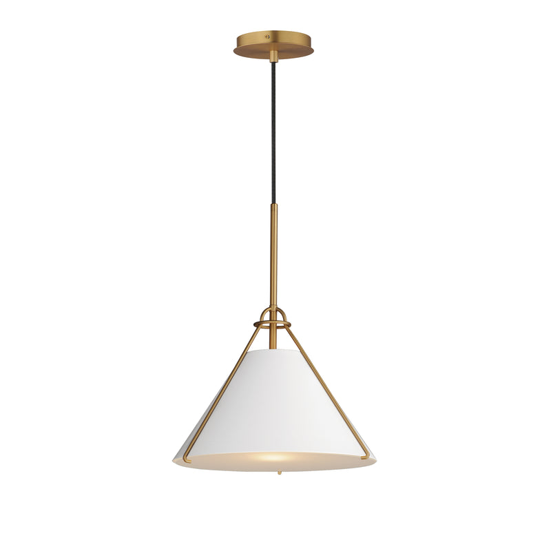 Maxim 25229WTNAB Lucas Single Pendant | White/Natural Aged Brass