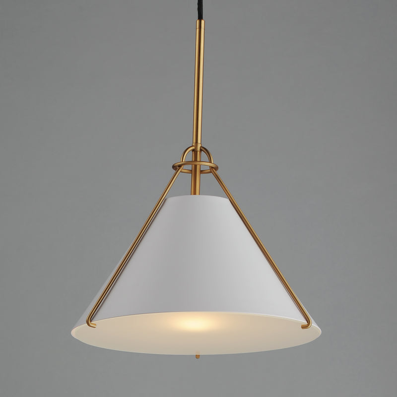 Maxim 25229WTNAB Lucas Single Pendant | White/Natural Aged Brass