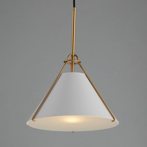 Maxim 25229WTNAB Lucas Single Pendant | White/Natural Aged Brass