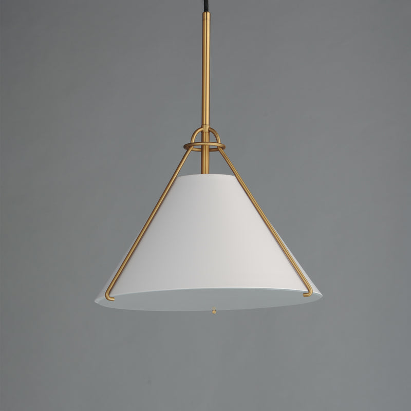 Maxim 25229WTNAB Lucas Single Pendant | White/Natural Aged Brass