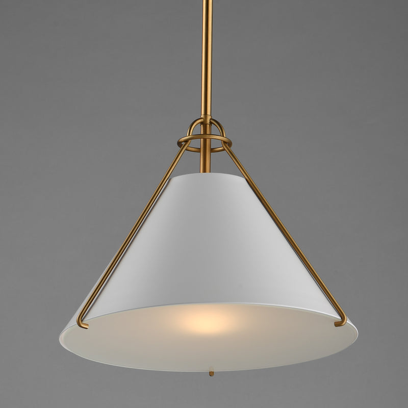 Maxim 25229WTNAB Lucas Single Pendant | White/Natural Aged Brass