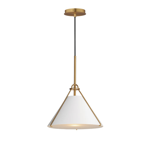 Maxim 25229WTNAB Lucas Single Pendant | White/Natural Aged Brass
