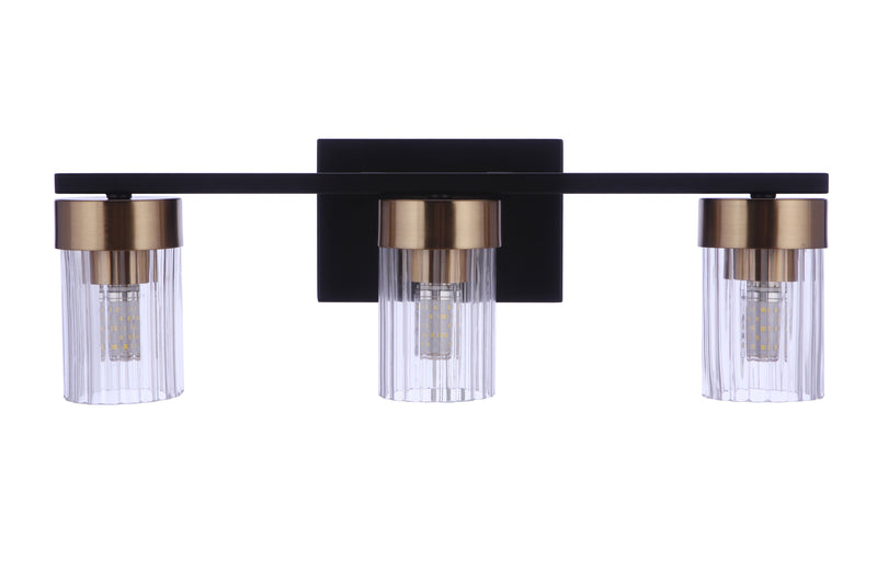 Craftmade 11819FBSB3 Bond Street 3 Light Bathroom Vanity Light -Flat Black/Satin Brass