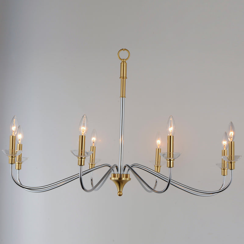 Maxim 25378CLPCSBR Clarion 8 Light Chandelier | Polished Chrome / Satin Brass