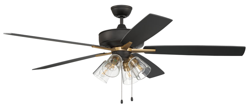 Craftmade S104FBSB5-60BWNFB Super Pro 104 LED Ceiling Fan -Flat Black/Satin Brass