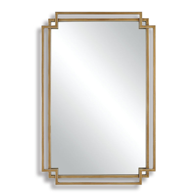 Dreska Brushed Gold with Silver Highlights Mirror | Modern Rectangle Iron Frame Bathroom Vanity Mirror Mounted Vertical or Horizontal (22 in. W x 34 in. H x 1 in. D)