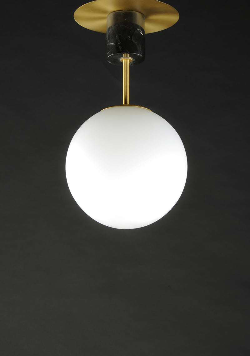 Maxim 26031SWSBRBK Vesper 1 Light Semi Flush | Satin Brass / Black