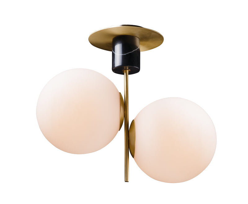 Maxim 26032SWSBRBK Vesper 2 Light Semi Flush | Satin Brass / Black