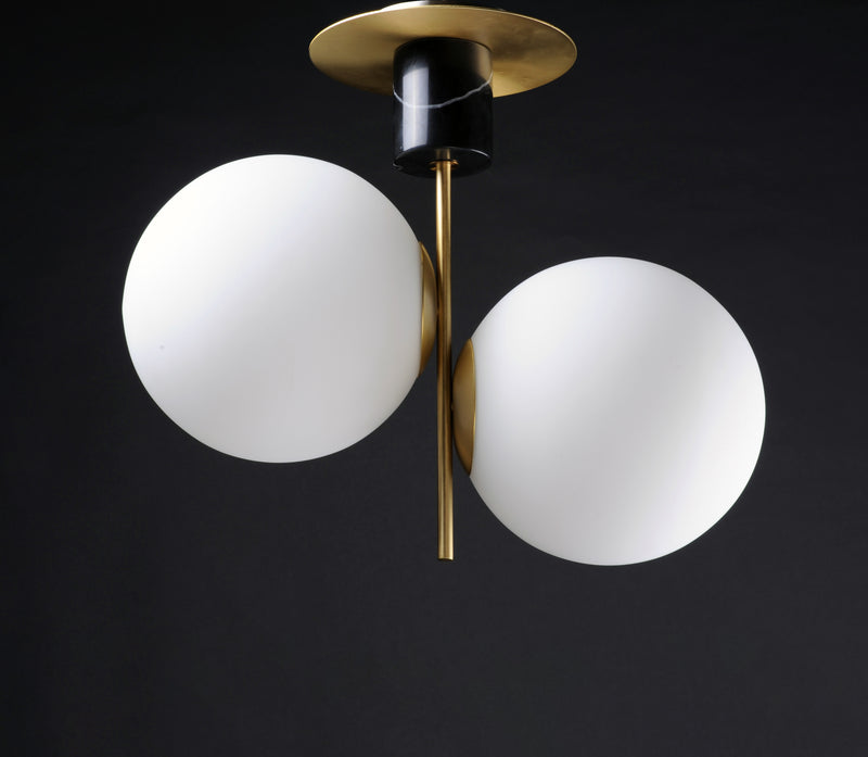 Maxim 26032SWSBRBK Vesper 2 Light Semi Flush | Satin Brass / Black