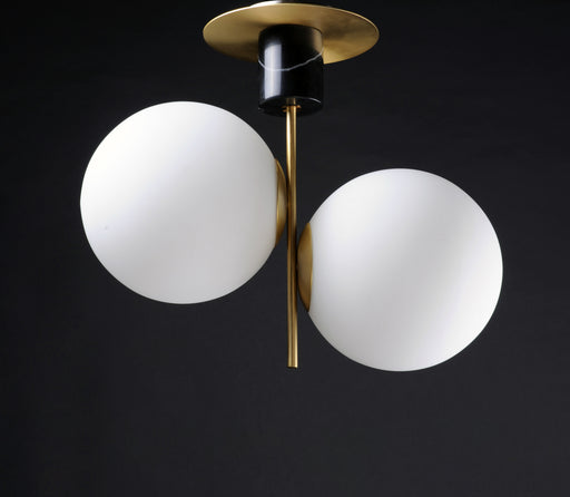 Maxim 26032SWSBRBK Vesper 2 Light Semi Flush | Satin Brass / Black