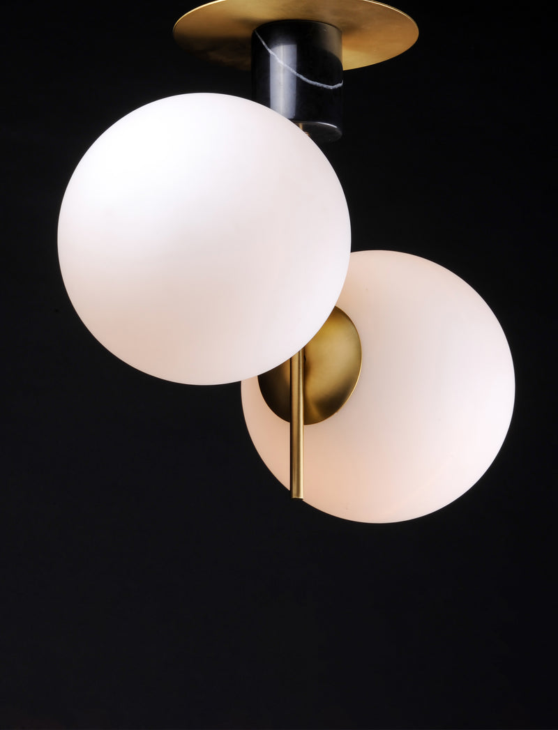 Maxim 26032SWSBRBK Vesper 2 Light Semi Flush | Satin Brass / Black