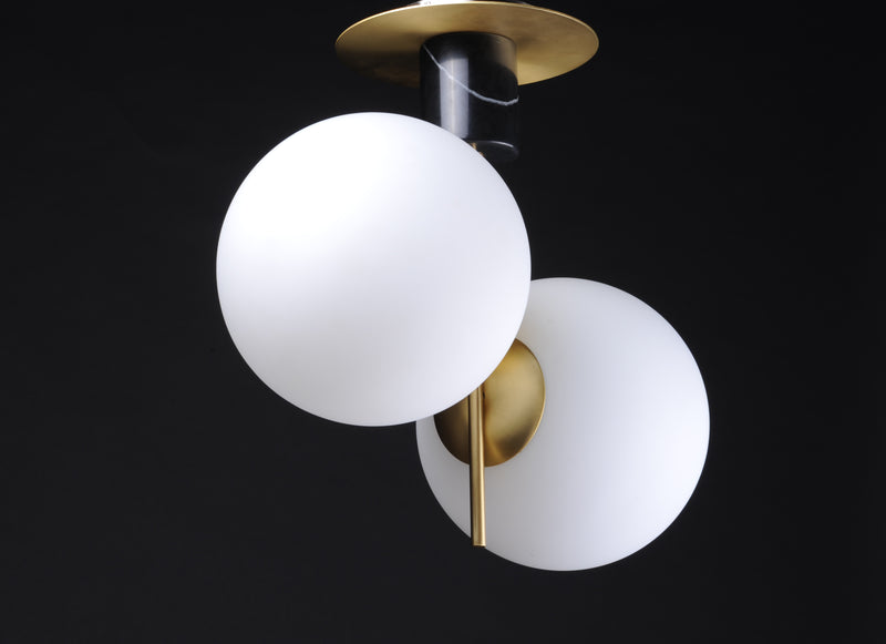 Maxim 26032SWSBRBK Vesper 2 Light Semi Flush | Satin Brass / Black
