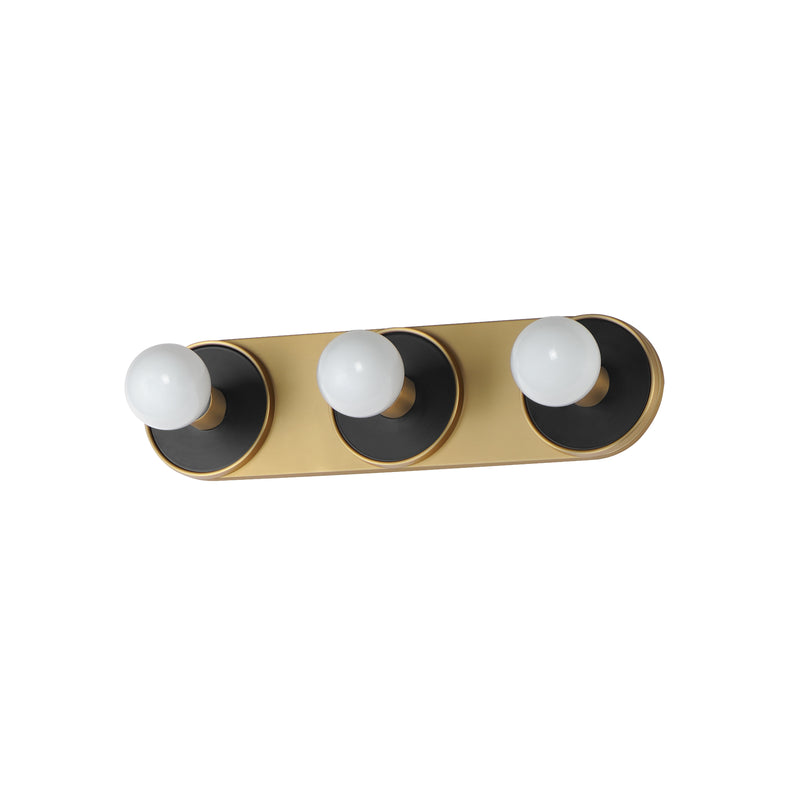 Maxim 26093BKNAB Hollywood 3 Light Sconce | Black / Natural Aged Brass