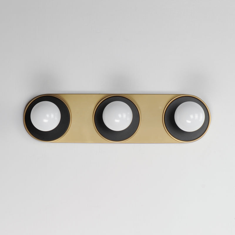 Maxim 26093BKNAB Hollywood 3 Light Sconce | Black / Natural Aged Brass