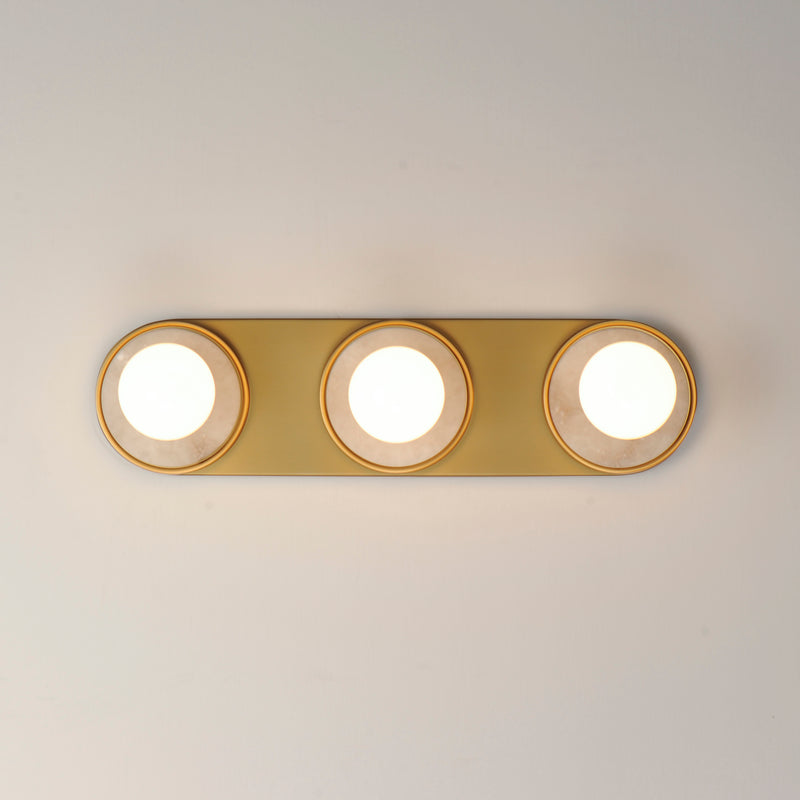Maxim 26093WANAB Hollywood Stone 3 Light Sconce | Whit Alabaster / Natural Aged Brass