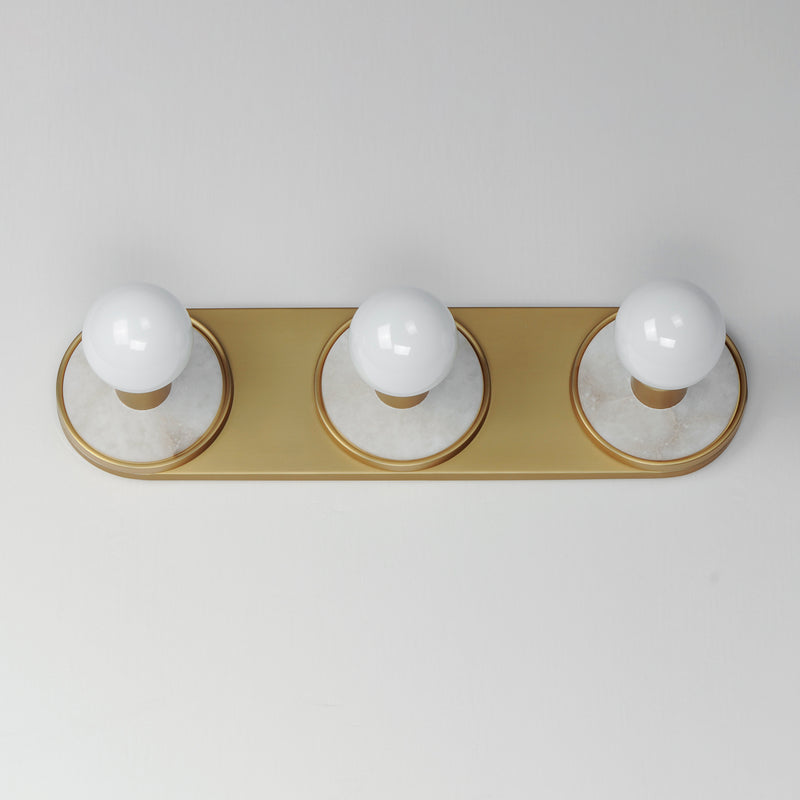Maxim 26093WANAB Hollywood Stone 3 Light Sconce | Whit Alabaster / Natural Aged Brass