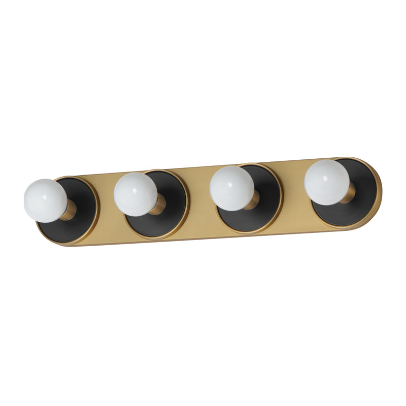 Maxim 26094BKNAB/BUL Hollywood 4 Light Sconce wLED Bulb | Black / Natural Aged Brass