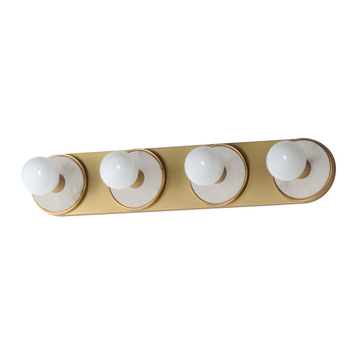 Maxim 26094WANAB/BUL Hollywood Stone 4 Light Sconce wLED Bulb | Whit Alabaster / Natural Aged Brass