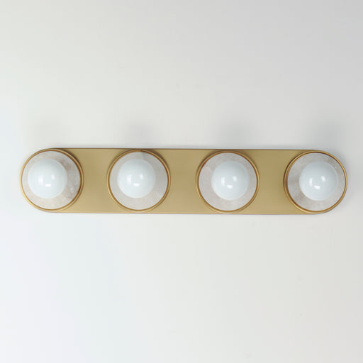 Maxim 26094WANAB Hollywood Stone 4 Light Sconce | Whit Alabaster / Natural Aged Brass