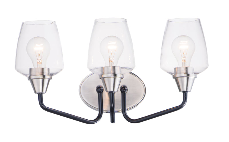 Maxim 26122CLBKSN Goblet 3 Light Bath Vanity | Black / Satin Nickel