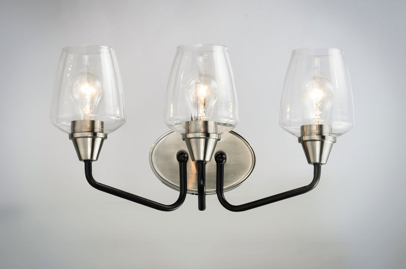Maxim 26122CLBKSN Goblet 3 Light Bath Vanity | Black / Satin Nickel
