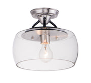 Maxim 26129CLBKSN Goblet 1 Light Semi Flush Mount | Black / Satin Nickel