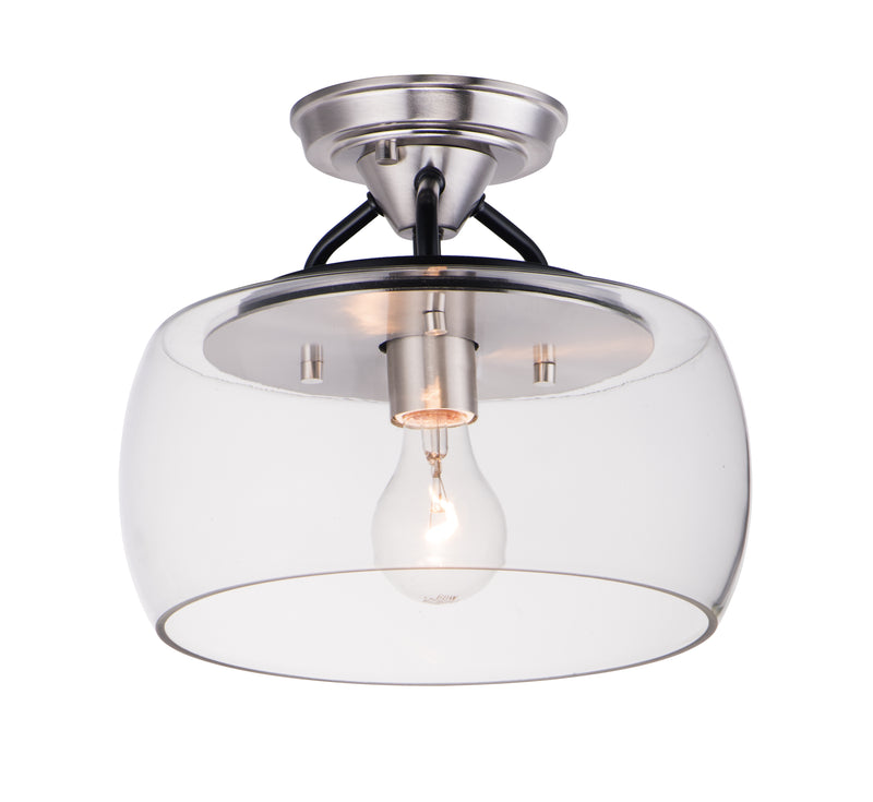 Maxim 26129CLBKSN Goblet 1 Light Semi Flush Mount | Black / Satin Nickel