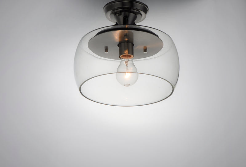Maxim 26129CLBKSN Goblet 1 Light Semi Flush Mount | Black / Satin Nickel