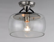 Maxim 26129CLBKSN Goblet 1 Light Semi Flush Mount | Black / Satin Nickel