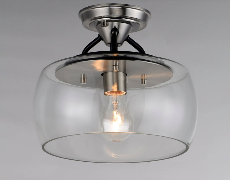 Maxim 26129CLBKSN Goblet 1 Light Semi Flush Mount | Black / Satin Nickel