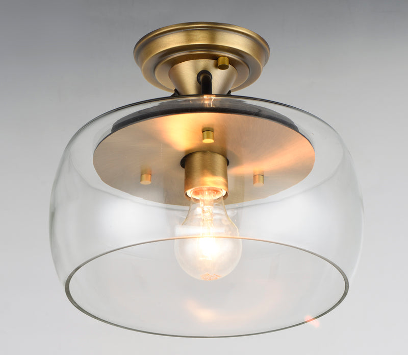 Maxim 26129CLBZAB Goblet 1 Light Semi Flush Mount | Bronze / Antique Brass