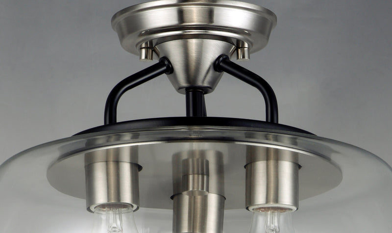 Maxim 26130CLBKSN Goblet 3 Light Semi Flush Mount | Black / Satin Nickel