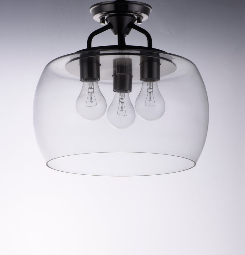 Maxim 26130CLBKSN Goblet 3 Light Semi Flush Mount | Black / Satin Nickel