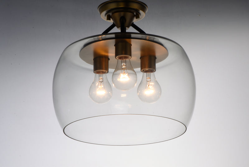 Maxim 26130CLBZAB Goblet 3 Light Semi Flush Mount | Bronze / Antique Brass