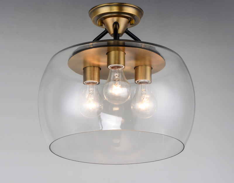 Maxim 26130CLBZAB Goblet 3 Light Semi Flush Mount | Bronze / Antique Brass