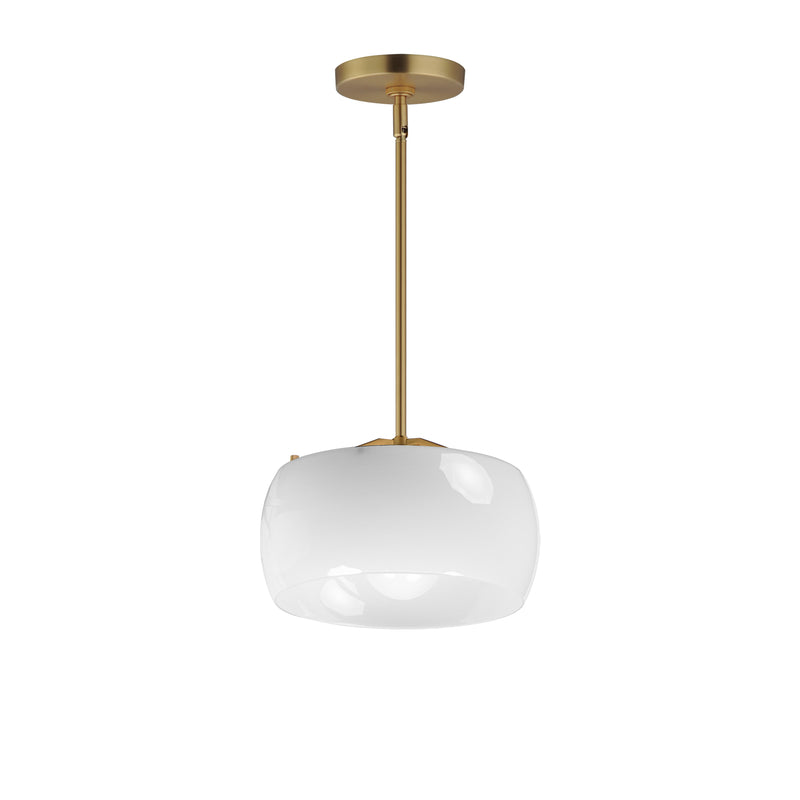 Maxim 26141WTNAB Glazed Single Pendant | White/Natural Aged Brass