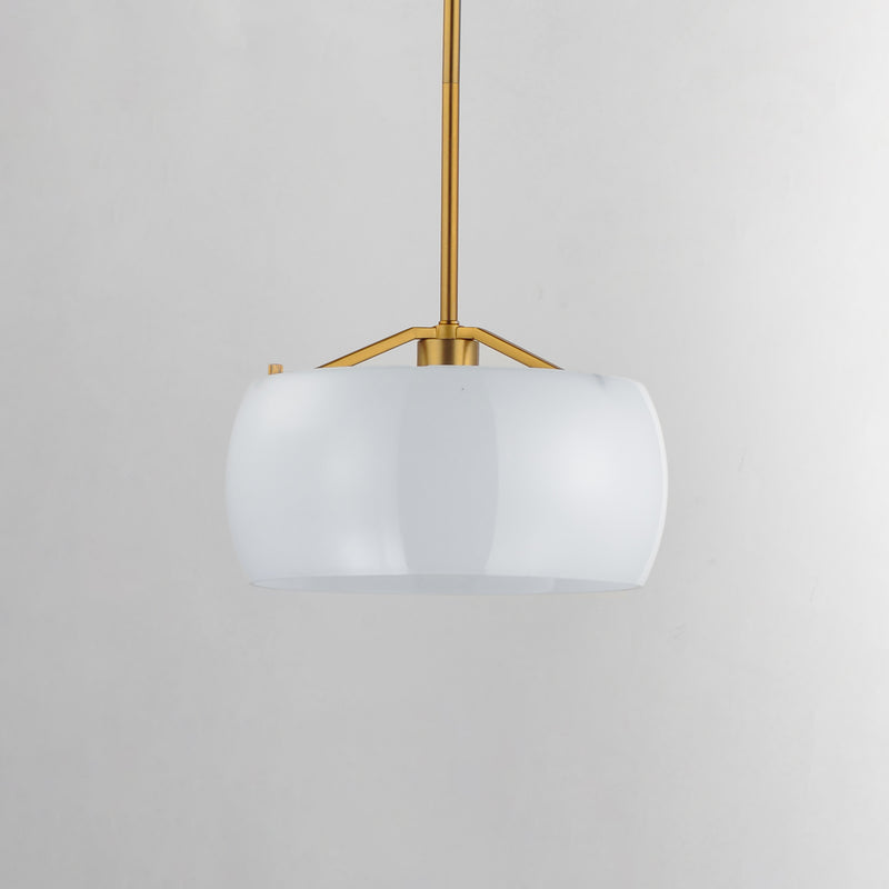 Maxim 26141WTNAB Glazed Single Pendant | White/Natural Aged Brass