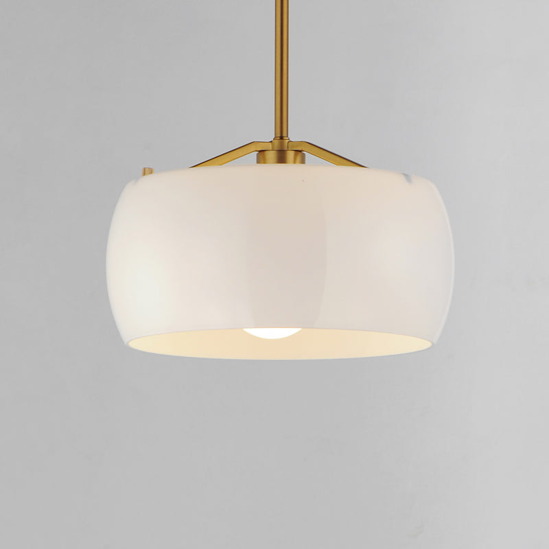 Maxim 26141WTNAB Glazed Single Pendant | White/Natural Aged Brass