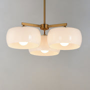 Maxim 26143WTNAB Glazed 3 Light Chandelier | White/Natural Aged Brass