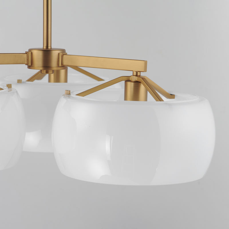 Maxim 26143WTNAB Glazed 3 Light Chandelier | White/Natural Aged Brass
