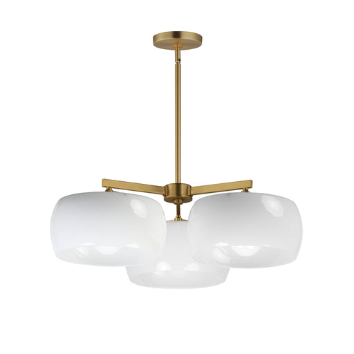 Maxim 26143WTNAB Glazed 3 Light Chandelier | White/Natural Aged Brass
