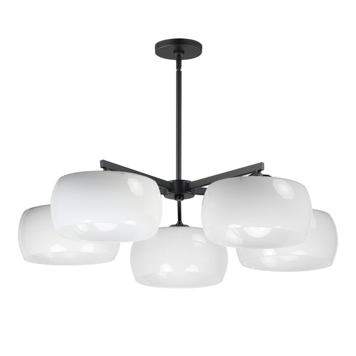 Maxim 26145WTBK Glazed 5 Light Chandelier | White / Black