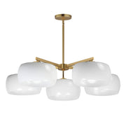 Maxim 26145WTNAB Glazed 5 Light Chandelier | White/Natural Aged Brass